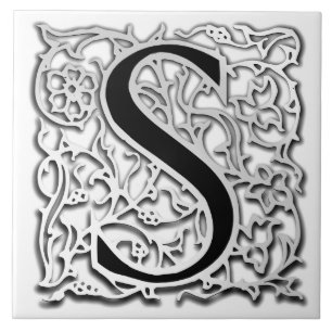 S Monogram "Silver Besque" keramische tegels Tegeltje