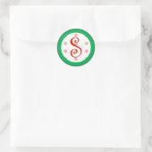 S Monogram (Whimsical Christmas) Ronde Sticker (Tas)