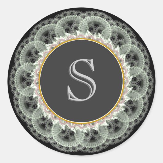 S Monogram Wit op Zwarte  Kant Sticker (Voorkant)