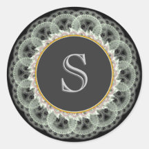 S Monogram Wit op Zwarte  Kant Sticker