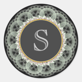 S Monogram Wit op Zwarte  Kant Sticker