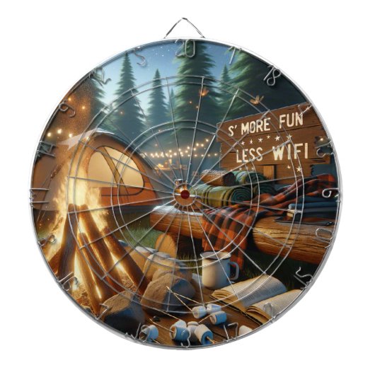 S’more Fun Camping Dartbord – Rustieke Spel Decora (Voorkant)