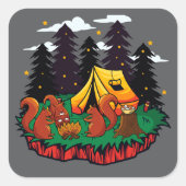 S’more Fun With This Camping Squirrel Vierkante Sticker (Voorkant)