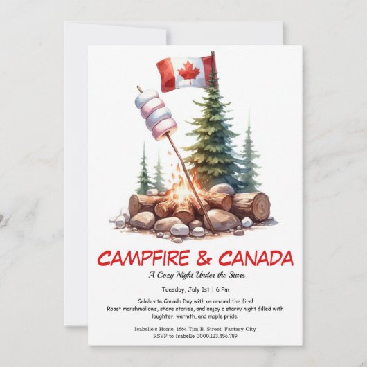 S’mores, verhalen en sterren | Canada Day kampvuur Kaart (Voorkant)