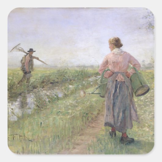 's Morgens, 1889 Vierkante Sticker (Voorkant)