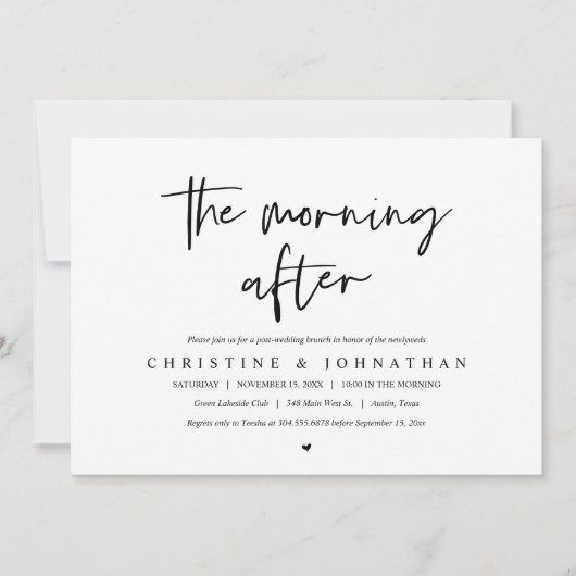 's Morning After, uitnodiging na bruiloft (Voorkant)