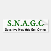 S.N.A.G.O., Sensitive New age Pistool Owner Bumpersticker (Voorkant)