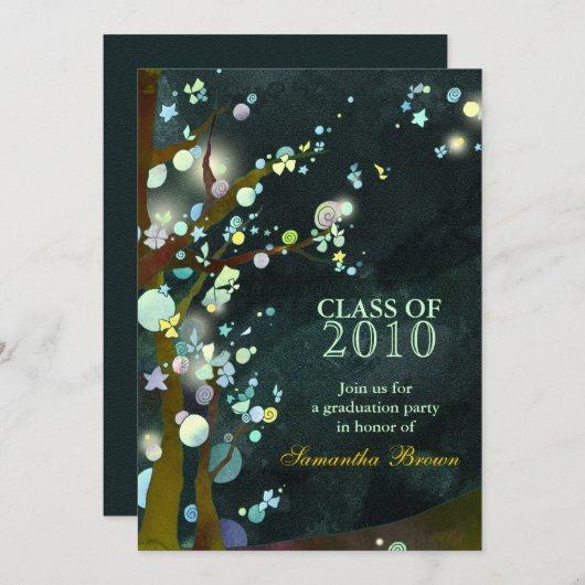 's Nachts:  Afstudeerfeest uitnodigingen (Voorkant / Achterkant)