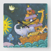 's Nachts ark Vierkante Klok (Voorkant)