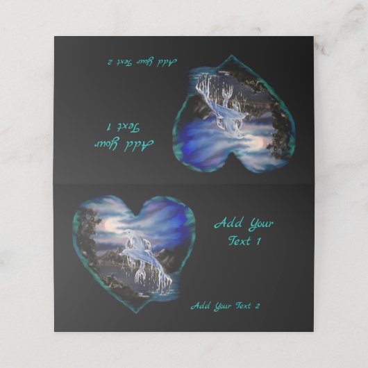 's Nachts bij Dolphin Love Place Card Plaatskaartje (Buitenkant ongevouwen)