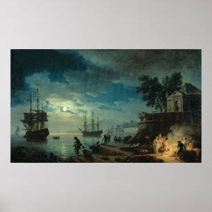 's nachts: Een poort in de Moonlight, 1748 Poster