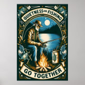 's Nachts Gevist en een kampvuur Poster (Voorkant)