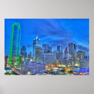 's nachts in het centrum van Dallas Poster