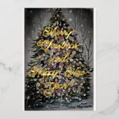 's Nachts Kerstmis, vrolijk kerstfeest nieuw jaar Folie Feestdagenkaart (Voorkant)