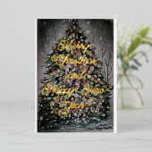 's Nachts Kerstmis, vrolijk kerstfeest nieuw jaar Folie Feestdagenkaart (Staand Voorkant)