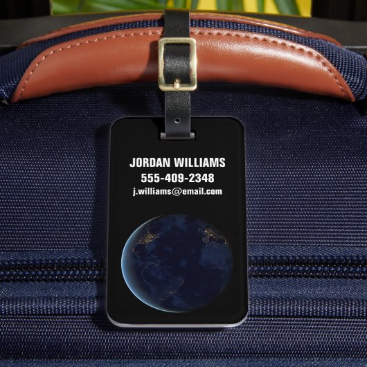 's Nachts licht de stad van de aarde Bagagelabel (Voorkant Insitu 2)