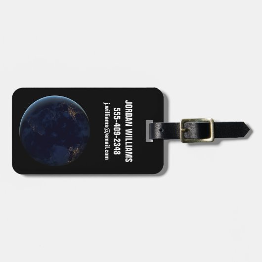 's Nachts licht de stad van de aarde Bagagelabel (Voorkant horizontaal)