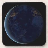 's Nachts licht de stad van de aarde Bier Onderzetter (Voorkant)