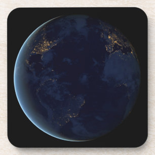 's Nachts licht de stad van de aarde Bier Onderzetter