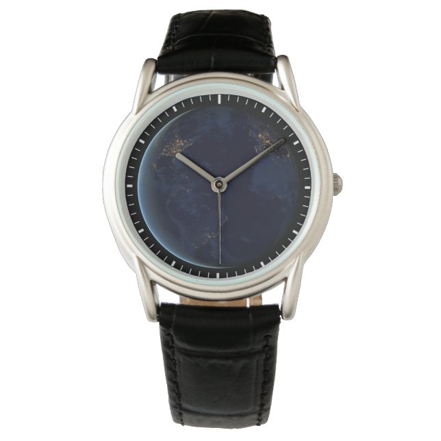 's Nachts licht de stad van de aarde Horloge (Voorkant)