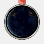 's Nachts licht de stad van de aarde Metalen Ornament (Voorkant)