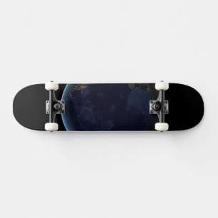 's Nachts licht de stad van de aarde Persoonlijk Skateboard