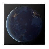 's Nachts licht de stad van de aarde Tegeltje (Voorkant)