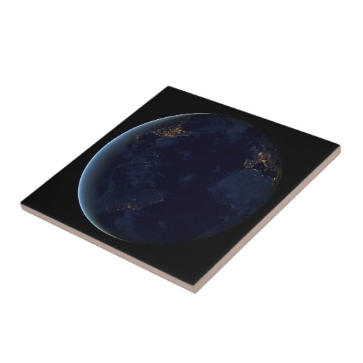 's Nachts licht de stad van de aarde Tegeltje (Zijkant)