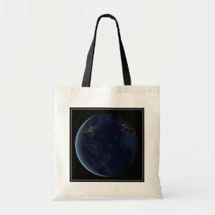 's Nachts licht de stad van de aarde Tote Bag