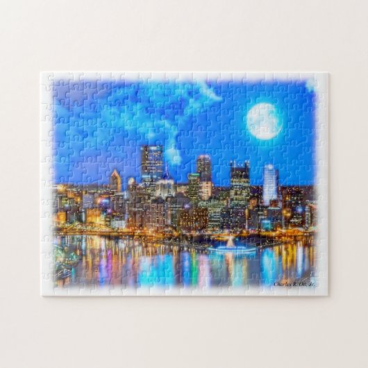 's Nachts licht in Pittsburgh Puzzle Legpuzzel (Horizontaal)