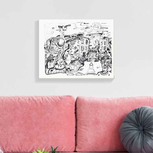 's Nachts lopen thuis Canvas Afdruk (Insitu (Woonkamer))