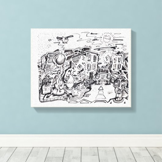 's Nachts lopen thuis Canvas Afdruk (Insitu (Houten vloer))