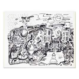 's Nachts lopen thuis Foto Afdruk