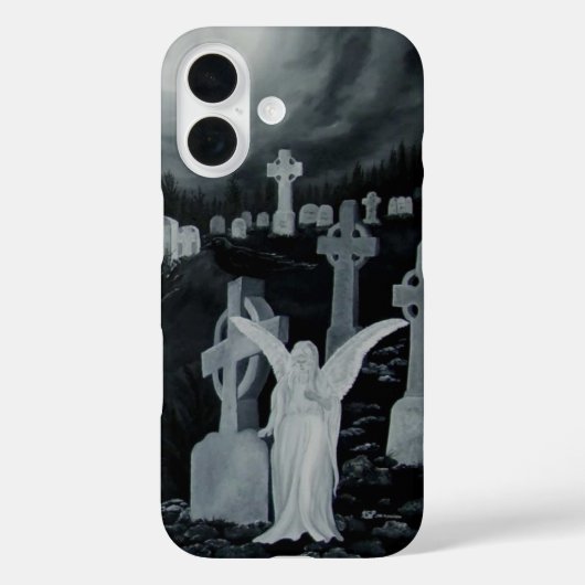 's Nachts op het kerkhof - Angel met Crow Case-Mate iPhone Case (Achterkant)