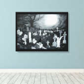 's Nachts op het kerkhof - Angel met Devil Canvas Afdruk (Insitu (Houten vloer))