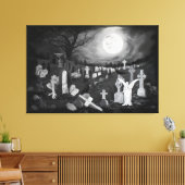 's Nachts op het kerkhof - Angel met Devil Canvas Afdruk (Insitu (Woonkamer))