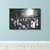 's Nachts op het kerkhof - Angel met Devil Canvas Afdruk (Insitu (Houten vloer))