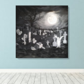 's Nachts op het kerkhof - Angel met Devil Canvas Afdruk (Insitu (Houten vloer))