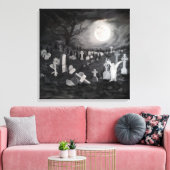 's Nachts op het kerkhof - Angel met Devil Canvas Afdruk (Insitu (Woonkamer))