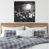 's Nachts op het kerkhof - Angel met Devil Canvas Afdruk (Insitu (Slaapkamer))