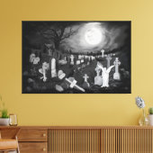 's Nachts op het kerkhof - Angel met Devil Canvas Afdruk (Insitu (Woonkamer))
