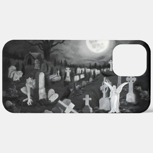 's Nachts op het kerkhof - Angel met Devil Case-Mate iPhone Case (Achterkant (horizontaal))