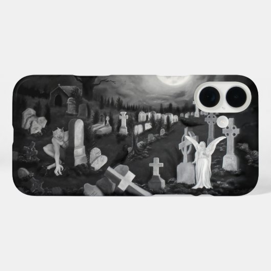 's Nachts op het kerkhof - Angel met Devil Case-Mate iPhone Case (Achterkant (horizontaal))