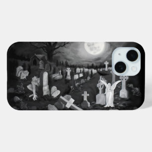 's Nachts op het kerkhof - Angel met Devil iPhone 15 Case