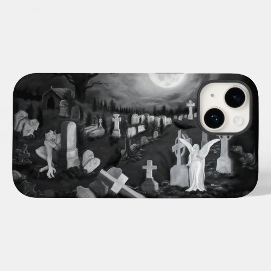 's Nachts op het kerkhof - Angel met Devil Case-Mate iPhone Case (Achterkant (horizontaal))