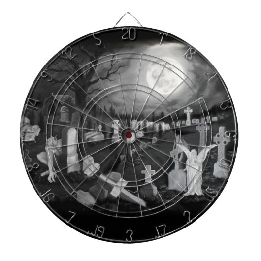 's Nachts op het kerkhof - Angel met Devil Dartbord (Voorkant)