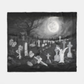 's Nachts op het kerkhof - Angel met Devil Fleece Deken (Voorkant (Horizontaal))
