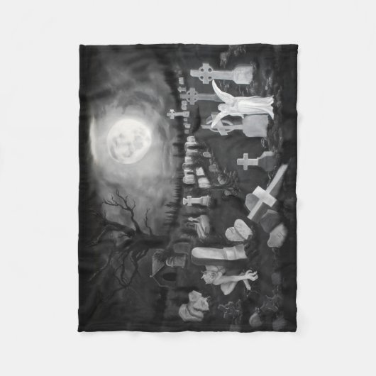 's Nachts op het kerkhof - Angel met Devil Fleece Deken (Voorkant)