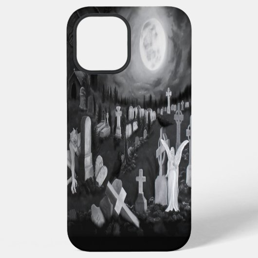's Nachts op het kerkhof - Angel met Devil iPhone Hoesje (Achterkant)