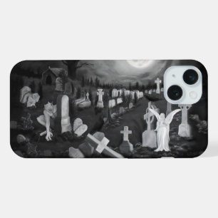's Nachts op het kerkhof - Angel met Devil iPhone 15 Plus Case